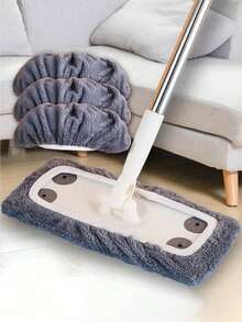 5 piezas de almohadillas de repuesto reutilizables y lavables para trapeador plano, adecuadas para papel de eliminación de polvo estático, trapeador giratorio húmedo y seco, multiusos para el hogar, lavado a mano, absorbente grueso - cuadrado - Ver 3