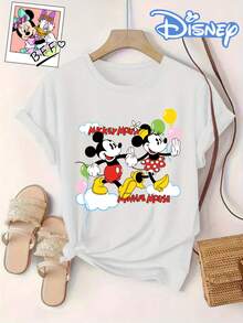 Disney Has Licensed A Patterned Print Casual Round-Neck T-Shirt For Women'S Wear - 白色 - 查看 1