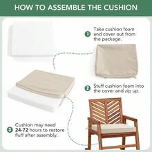 Outdoor Chair Cushions Set Of 4: Waterproof Fade Resistant Cushion Patio Furniture - Pads With Ties And Hidden Zipper - Patio Chair Cushion Beige - 18.5x16x2 吋 | 4 件裝 + 米色 - 查看 8