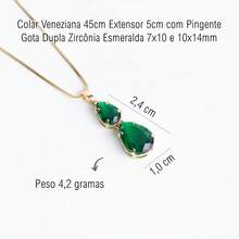 Luxury Gold Semi-Jewelry Kit With Earring, Chain And Double Drop Pendant In Zirconia – 18k Gold Plated - 翠 - 查看 4