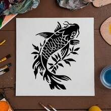 1pc Reusable Chinese Painting Template - Hollow Koi Fish, Featuring Intricate Koi Scale Texture And Pattern, Suitable For DIY Crafts, Asian Wall Art, Fabric Transfer Printing, Calligraphy - Traditional Auspicious Prosperity Design - Sets - View 4