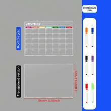 1pc Colorful Acrylic Whiteboard (6 Magnetic Dry Erase Markers Included), Reusable Magnetic Planner Board, Blank Erasable Fridge Magnet - Multicolor - View 13