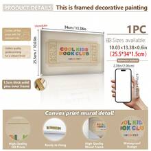 1pc Canvas Wall Art With Frame, Decor For Children's Room, Cool Kids Reading Club Admission Ticket, Colorful Children's Room Decor, Beige Landscape Wall Art, Children's Home Decor, Suitable For: Children's Room Decor, Game Room Decor, Nursery Decor, Playroom Decor, Preschool Decor, Girls Bedroom Decor, Boys Bedroom Decor, Nursery Decor - Multicolor - View 11