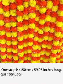 Bộ 5 vòng hoa cúc vạn thọ nhân tạo dài 150 cm này rất thích hợp để trang trí tường trong các dịp lễ cưới, Ngày Lễ Người Chết, Ugati, Ramadan và Eid Al-Fitr. Đây cũng là lựa chọn lý tưởng để trang trí nhà cửa trong các kỳ nghỉ xuân và hè. Hoa cúc vạn thọ màu cam và vàng phù hợp cho trang trí Diwali, trang trí truyền thống, trang trí vòng hoa cúc vạn thọ, trang trí nhà cửa dịp Diwali, trang trí Giáng sinh và trang trí Halloween. - màu cam vàng đậm - Xem 14