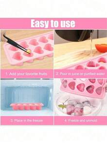 10-Cavity Heart Shaped Silicone Tray - Flexible Handmade Ice Mold For Chocolate, Pudding, Jelly And Candy Making, Suitable For Refrigerator, Kitchen Accessories, Reusable Trays - Multicolor - View 8