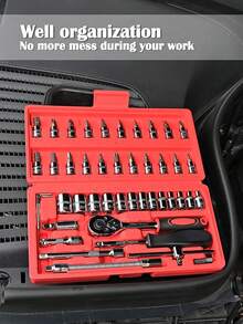 Automotive Repair Tools, Automotive Maintenance And Repair Tool Accessories Multi-Function Repair Tool Kit - Ratchet Torque Wrench And Screwdriver, Portable Car, Bicycle And Motorcycle Repair Tool Kit - A - View 2