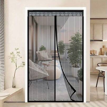 1件装磁性纱门防虫网 - 自动关闭，夏季通风防蚊门窗，宠物友好设计，磁性安装，防蚊门帘