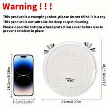 1500Pa Powerful Suction USB Rechargeable Robot Vacuum Cleaner 3-In-1 Sweeping, Vacuuming, Mopping For Pet Hair, Hard Wood Floor, Tile, Home & Office - A - View 11