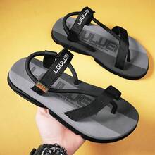 Sandalias para Hombre con Suela Suave, Sandalias Versátiles para Exteriores, Sandalias Casuales Transpirables para Playa - Negro - Ver 4