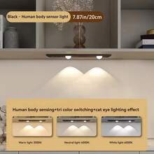 1pc Cat Eye Motion Sensor Cabinet Light USB Rechargeable LED Light Strip Dimmable 3 Color Temperatures Suitable For Kitchen Wardrobe Cabinet Bedroom Hallway - Three Colors Of Light - View 16