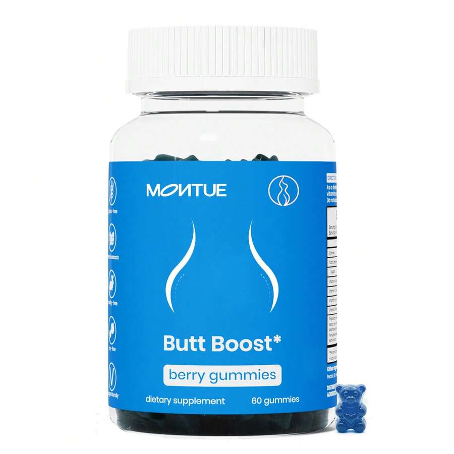 MONTUE Breast Max & Butt Boost Pack Gummies For Women | Workout Aid | Fitness Supplement | 9 Herbal Extracts | Essential Vitamins| Berry Flavor Gummy Bears, Bbl Gummies, Uno,Probióticos Originales, Gummies For Women - màu xanh da trời - Xem 1