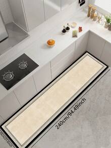 1pc Shallow Beige Silicone Drain Mat, Featuring Minimalist Border Design, Delicate Solid Texture In Center, Surrounded By Black Trim And Intricate Geometric Patterns, Elegant And Vintage-Inspired, Cushioned Anti-Fatigue Kitchen Rug, Luxurious And Fashionable Surface Fabric - Multicolor - View 11