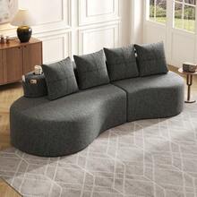 Sofas & Couches - Dark Gray + Linen + Foam + 3 Seat - View 2