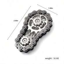 1pc Finger Spinner Fidget Toy, Compact Size, Smooth, Metal Alloy Material, Bicycle Chain Finger Spinner, Punk Style, Gold Asymmetrical Gear Shape, Linkage Mechanism, Stress Relief & Focus Toy, Suitable For Office Desk & Daily Relaxation - Multicolor - View 4