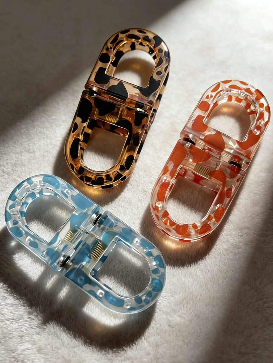 1pc Fashionable Leopard Print Magnetic Hair Clip, Creative Magnetic Hair Clip, Seamless Hair Clip, Slouchy Half-Bun Hair Accessory, Retro Leopard Print Hair Clip - Multicolor - View 1