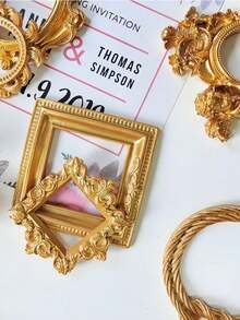 1/2/8/12pcs Vintage European Style Gold Resin Embossed Mini Photo Frame, Suitable For Wallpaper, Decorative Hanging Paintings, Valentine's Day Painting, Decorative Photo Frames And Stands, Back To School, Party Holidays, Angel Oval Small Photo Frames, Photography Props, Nordic Ins Style Accessories, Photography Decor, Photography Props - Gold - View 1