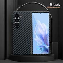 1pc Carbon Fiber Texture Magnetic Phone Case With Tempered Glass Film, Unisex Anti-Drop Fashionable High-End Versatile Phone Case, Suitable For Samsung Galaxy ZFold3 ZFold4 ZFold5 ZFold6 ZFold7 - Coarse Texture - Multi-color - View 16