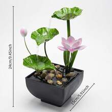 LUMIARTISAN Water Fountain Feng Shui Water Fountains Indoor Metal Waterfall Fountain 3-Tier Lotus Desk Fountain Zen Relaxation Ornaments With Natural River Rocks, LED Colorful Lights For Office Home Decor - hoa sen - Xem 4