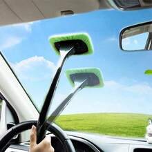 Car Window Cleaning Brush Set With Long Handle, Car Glass Cleaning And Wiping Tool, Suitable For Interior And Exterior Glass, Car Accessories - A - View 2