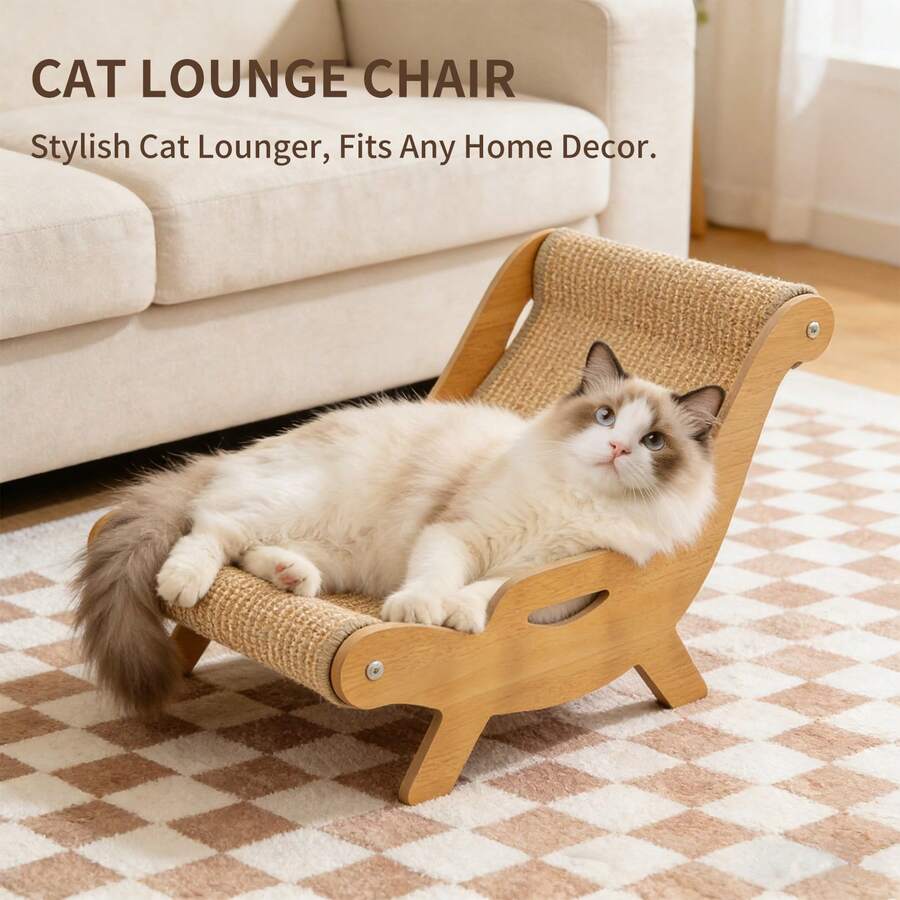 Pet Sisal Lounge Chair – Durable Scratching Post & Comfortable Resting Bed For Cats, 2-In-1 Design With Natural Sisal Material, Anti-Slip Base, Stable & Space-Saving, Perfect For Indoor Cats To Scratch, Claw, And Relax - one-size - View 1
