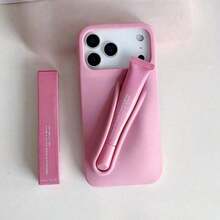 1-Piece Silicone Phone Case With Lip Gloss Holder For IPhone 17 Pro Max 16/15/14 Pro, Soft Touch Matte Back Cover, Shockproof & Anti-Fingerprint Protective Case - Ruy-băng - Xem 5