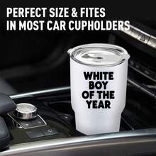 30oz Stainless Steel Tumbler Black White Options,  White Boy Of The Year Graphic Cups, Insulated Travel Coffee Mug With Lid And Straw , Double Wall Vacuum Reusable Travel Cups, Funny Birthday Party Gift For Women & Men - trắng - Xem 2
