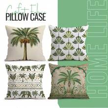 4pcs Middle Eastern Style Leaf & Elephant Pattern Single-Sided Print Throw Pillow Covers, Decorative Pillow Covers Suitable For Living Room Sofa Bedroom, Pillow Inserts Not Included - Multicolor - View 6