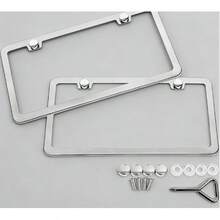 2pcs Silver Plated Rust And Weatherproof Universal Stainless Steel License Plate Holder - A - View 1