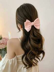 4pcs Women 12cm/4.72in Cute Pink White Black Red Bow Hair Clips, Princess Hair Accessories Hair Clips Duck Mouth Clips Barrette Hair Accessories, Fashion Versatile, Elegant Minimalist, Solid Color Hair Claws, Suitable For Daily, Casual, Party, Beach, Vacation, Hairstyle Design, Face Washing/Hair Washing, Makeup, Clothing Accessories, Spring Hair Clips, Summer Hair Clips, Autumn Hair Accessories, Winter Hair Clips - Multicolor - View 4