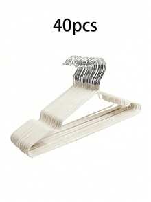 20-100pcs Durable Non-Slip Metal Hangers With Anti-Slip Grooves And Plastic Hooks. Fashionable Closet Organizer Tools For Home And Laundry Room Use. Stylish Design, Sturdy Structure, Space-Saving. - Beige - View 13