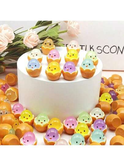 20pcs DIY Mini Eggshell Chicks, Luminous Mini Resin Eggshell Chicks, Cracked Eggshell Chicks, Glow-In-The-Dark Small Animals, Suitable For Holiday Gifts, Socks Gifts, Party Favors, Pranks, Landscape Garden