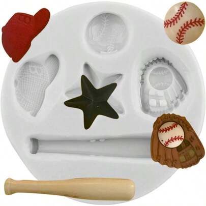 Baseball Fondant Silicone Molds Baseball Bat Glove Hat Mold Cake Decoration Cupcake Toppers Chocolate Candy Sugar Polymer Clay Gum Paste