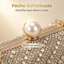 Handbags, Evening Bags, Bags With Rhinestones And Pearls, Removable Chain Shoulder Straps. - Gold - View 4