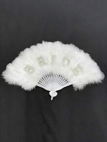 1pc Heart-Shaped Folding Fan, Romantic Bridal Accessory, Feather-Like Foldable Heart-Shaped Inlaid Design Folding Fan, Single Piece Suitable For Parties, Weddings, Birthdays, Bachelorette Parties And Other Celebration Occasions - Multicolor - View 11