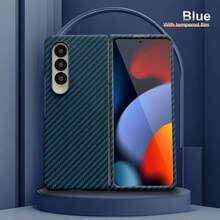 1pc Carbon Fiber Texture Magnetic Phone Case With Tempered Glass Film, Unisex Anti-Drop Fashionable High-End Versatile Phone Case, Suitable For Samsung Galaxy ZFold3 ZFold4 ZFold5 ZFold6 ZFold7 - Coarse Texture - Multi-color - View 20