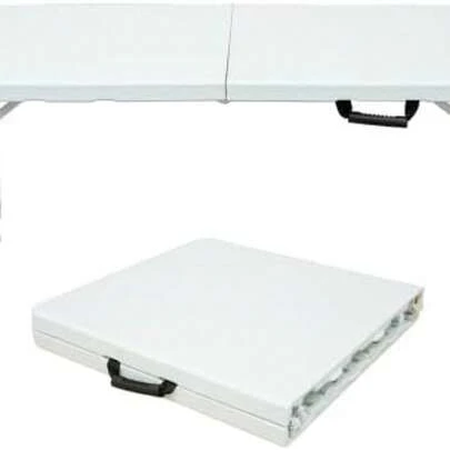 4FT Outdoor Folding Table, Adjustable Height Foldable Table, Portable Fold-In-Half Table With Handle, Lightweight, Waterproof, Durable Plastic + Steel Picnic Table For Camping, Patio, Tailgating