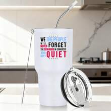 30oz Stainless Steel Tumbler Black White Options,  We The People Will Never Forget The Cowards In Congress Who Kept Quiet Graphic Cups, Insulated Travel Coffee Mug With Lid And Straw , Double Wall Vacuum Reusable Travel Cups, Funny Birthday Party Gift For Women & Men - 白色 - 查看 1