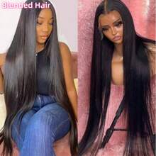 13x6 13x4 Full Frontal Real HD Lace Wig, Invisible HD Lace Front Wigs 40 Inches Straight Hair Mixed Synthetic Hair 250% Density 13x4 High Definition Transparent Lace Front Wig, 15A Virgin Brazilian Lace Front Wig Pre-Plucked For Women, Natural Black - Natural & Black - View 25