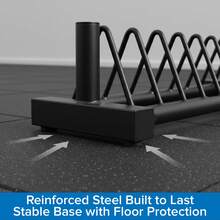 RAVIAN Heavy-Duty Weight Plate & Barbell Rack, Steel Multi-Plate Storage Stand With Bar Slots, Space-Saving Gym Organizer For Home & Garage Gym - A - View 2