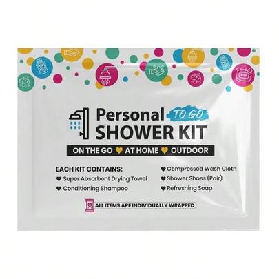 Compact Personal Shower Kit To - Go Multi - Color U2013 Your Hygiene Companion Travel, Gym, Camping Shower On Go Shampoo, Soap, Towel. All In One 1