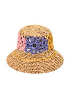LEAJOURNO. Sombrero De Paja Con Visera Y Diseño De Huecos Estilo Bohemio - Caqui - Ver 14