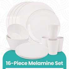 16 Piece Dinnerware Set Kitchen Dining Set Mugs Bowls Plates White Crockery - Multicolor - View 2