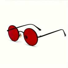 Stainless Steel Frame Retro Punk Style  Round , Hip-Hop Round Frame  For Men And Women, Korean Style , Perfect For Outdoor Activities, Golf, And Parties - Gọng đen, tròng kính xám - Xem 4