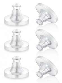 50/100 piezas Atrás de pendientes de goma, atrás de pendientes claros y suaves para pendientes de botón, reemplazos de atrás de pendientes de silicona hipoalergénica, tapones de - Espaldas de aretes - Ver 1