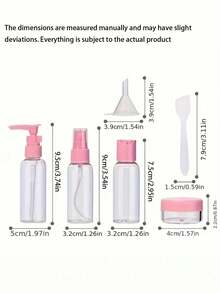 7 件套旅行化妆瓶套装 - 防漏，符合 TSA 标准，透明 PET 材质，带按压泵、喷雾瓶和罐子，适用于洗漱用品、护肤品和护发产品 - 彩色 - 查看 9