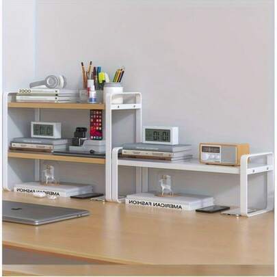 1件装桌面收纳整理架，适用于整理办公用品、桌面物品和家居收纳需求。包含桌面置物架、桌面书架、厨房浴室收纳架、紧凑型桌面架和桌面收纳整理架。