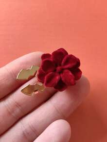 1 buc/2 buc Decor elegant cu nasturi florali geometrici, Decor cu nasturi pentru cămașă cu clips, Decor la modă cu butoni din cristal, Potrivit pentru decorarea smokingului și a rochiei de mireasă - roșu - Vizualizare 3