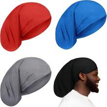 4 Pieces Unisex Dreadlock Cap Long Hair Dreads Head Wrap Sleeping Cap Hair Accessories Sleep Bonnet For Men Women - 紅色,藍色,深灰色,黑色 - 查看 7