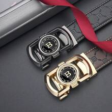 个性化设计，锌合金字母自动扣皮带，男士商务精英皮带，简约百搭裤带 - 多色 - 查看 4