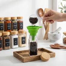 Tomnk 24/15pcs 4oz Glass Spice Jars, 4-Ounce Square Empty Spice Jars With Shaker Lids - Complete With Labels, Collapsible Funnel & Cleaning Brush For Kitchen, Spice Rack Or Cabinet Storage, Cooking Tools, Seasoning Tools, Family Dinner Supplies - 無色 - 查看 10